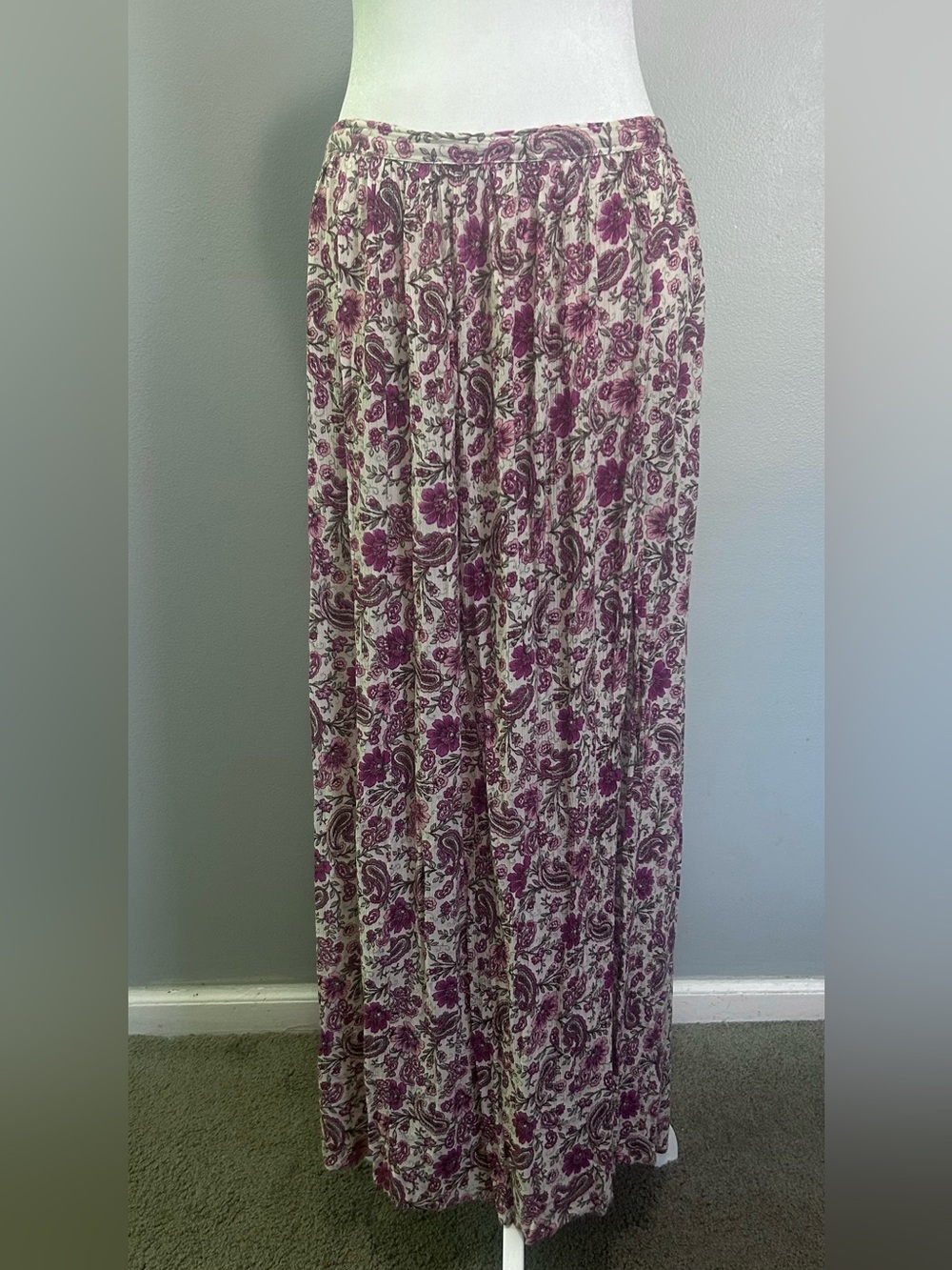 Patrons of Peace Pink Cream Floral Paisley Maxi Skirt